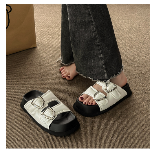 New thick-soled Roman sandals (off-white, sizes 35-40) (contact customer service after placing an order to confirm delivery size)