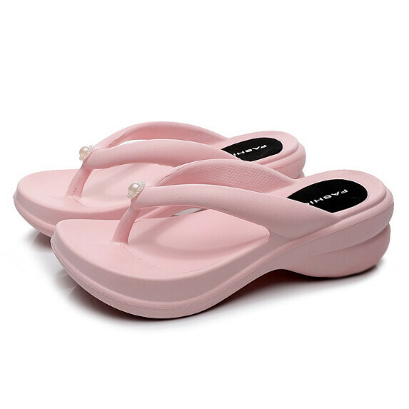 New thick-soled flip-flops for women (pink [size 36_40] (contact customer service after placing the order to confirm the delivery size)