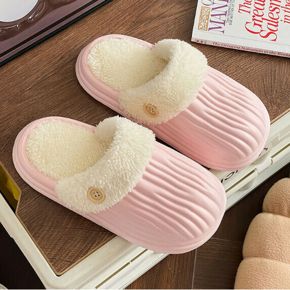 New Bitter Melon Cotton Slippers for Women (Pink [size 36_41] (contact customer service after placing order to confirm delivery size)