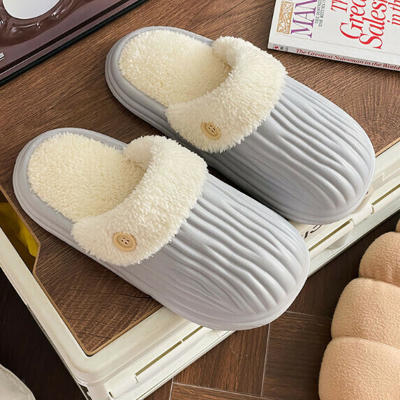 New Bitter Melon Cotton Slippers for Women (Gray [36_41 Size] (contact customer service after placing the order to confirm the delivery size)