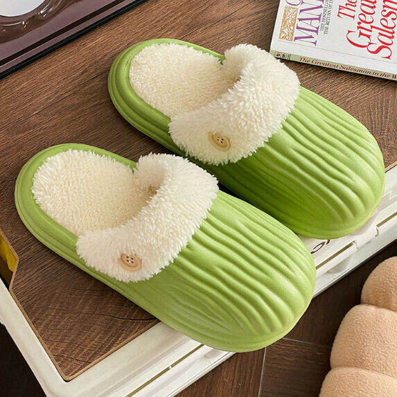 New Bitter Melon Cotton Slippers for Women (Green [36_41 Size] (contact customer service after placing the order to confirm the delivery size)
