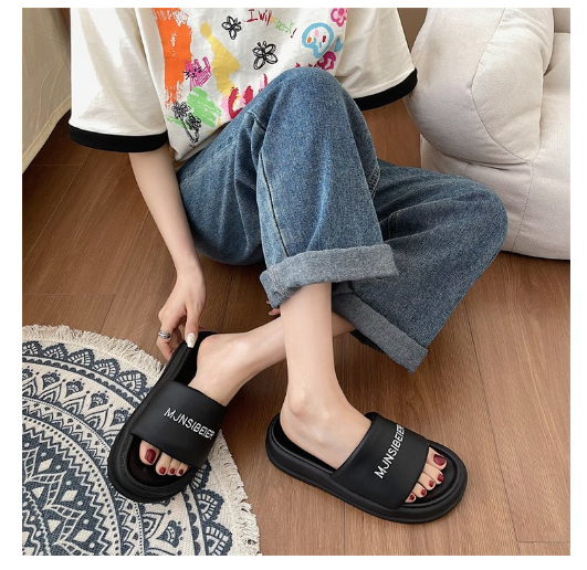 New thick-soled flip flops (black size 35-40) (contact customer service after placing order to confirm delivery size)