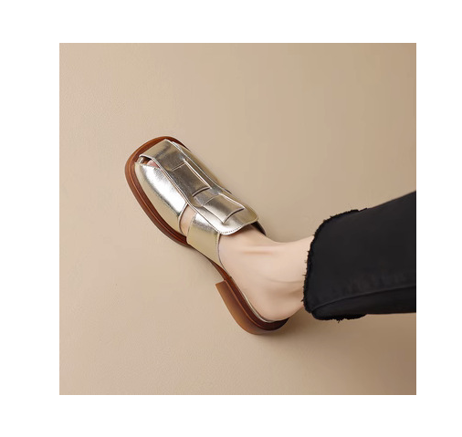 New French retro woven hollow sandals (gold size 35-40) (contact customer service after placing the order to confirm the delivery size)