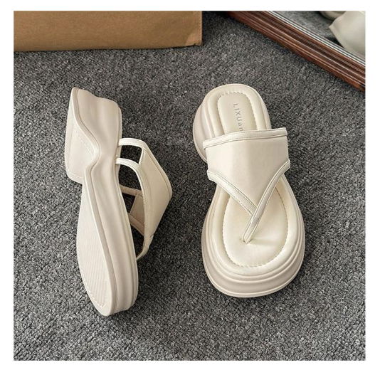 New thick-soled flip-flops (off-white, sizes 35-39) (contact customer service after placing an order to confirm delivery size)