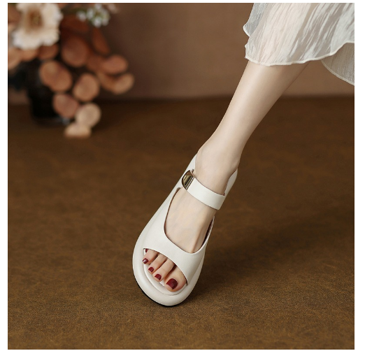New fish mouth thick-soled sandals (off-white, size 35-40) (contact customer service after placing the order to confirm the delivery size)