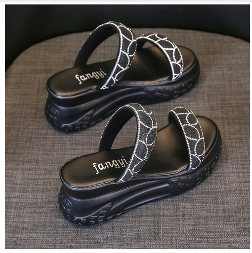 New rhinestone slippers (black size 35-40) (contact customer service after placing order to confirm delivery size)