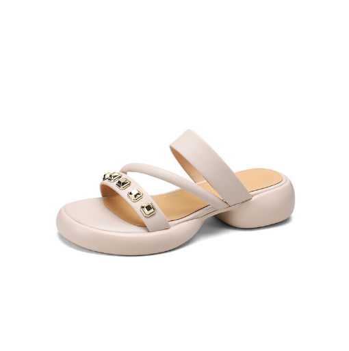New platform-soled open-toe sandals (off-white, sizes 35-40) (contact customer service after placing an order to confirm delivery size)