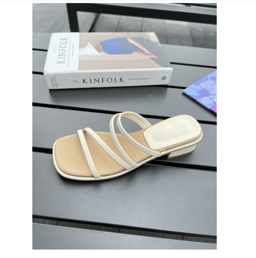 New open toe flat beach shoes (beige size 35-40) (contact customer service after placing order to confirm delivery size)