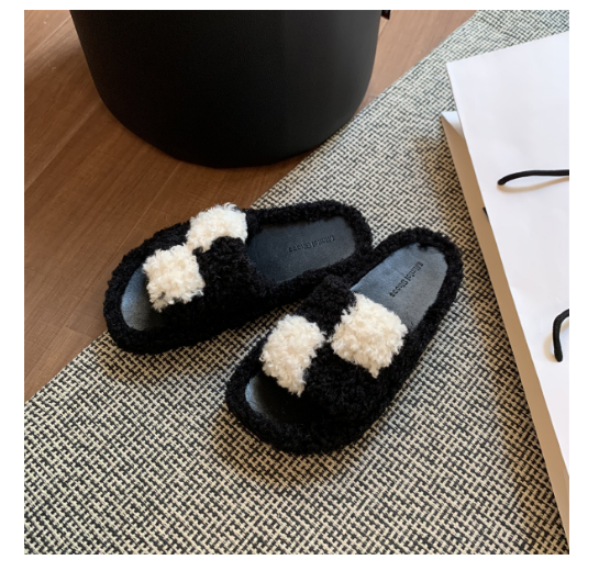 New thick-soled furry slippers (black size 35-42) (contact customer service after placing the order to confirm the delivery size)