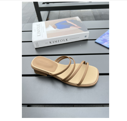 New open toe flat beach shoes (brown size 35-40) (contact customer service after placing order to confirm delivery size)