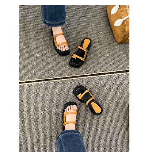 New thong-toe thick-soled one-line sandals (brown size 35-40) (contact customer service after placing the order to confirm the delivery size)