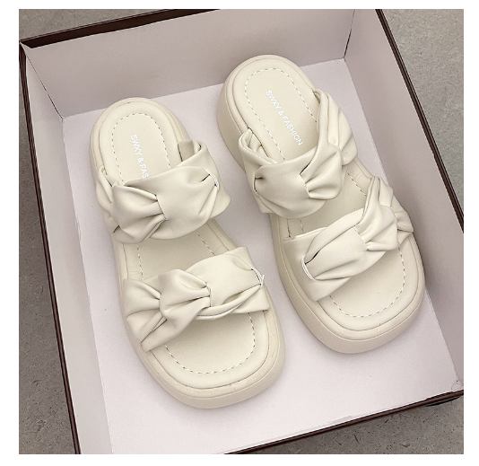 Hot selling thick-soled flip-flops (off-white, size 35-40) (contact customer service after placing order to confirm delivery size)