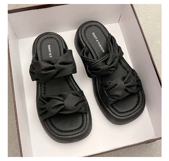 Hot selling thick-soled flip-flops (black size 35-40) (contact customer service after placing order to confirm delivery size)