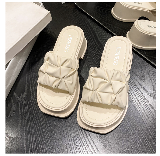 Hot selling thick-soled sandals for lazy people to go out (off-white/size 35-40) (contact customer service after placing the order to confirm the delivery size)