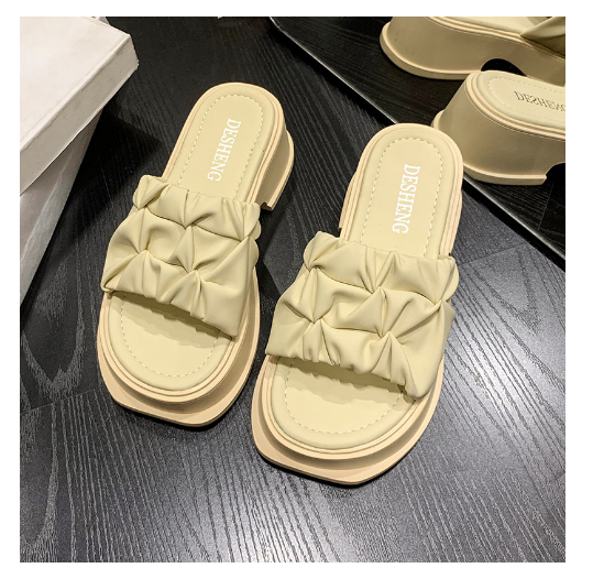 Hot selling thick-soled sandals for lazy people to go out (yellow/size 35-40) (contact customer service after placing the order to confirm the delivery size)