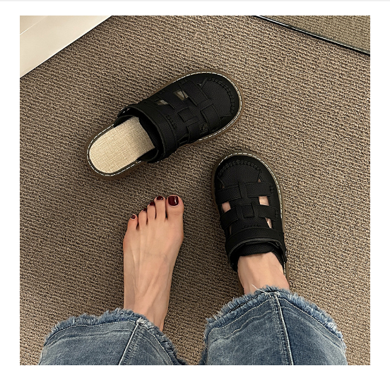 Hot selling Roman toe-cap sandals (black/size 35-40) (contact customer service after placing order to confirm delivery size)