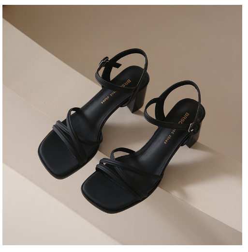 Hot Selling Thick Heel Strap Sandals (Black/35-40 Sizes) (Contact customer service after placing the order to confirm the delivery size)
