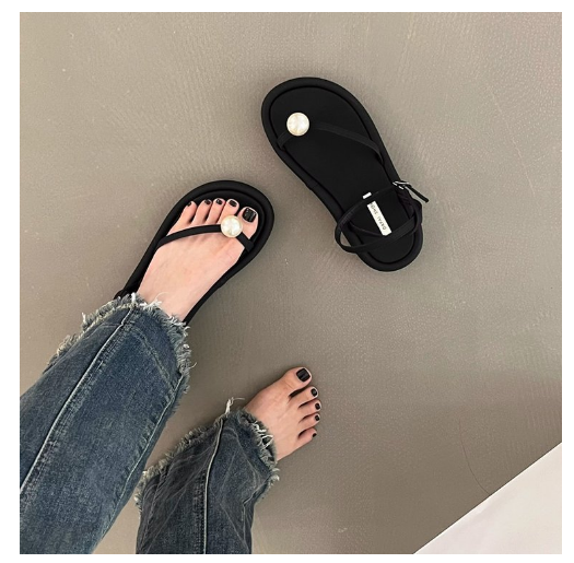 Hot selling pearl thong sandals (black/size 35-40) (contact customer service after placing order to confirm delivery size)