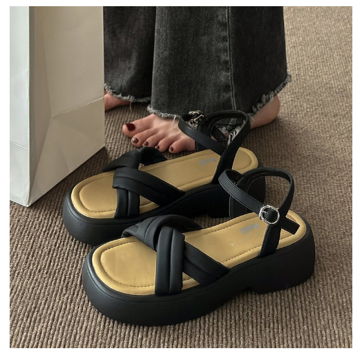 Hot selling Roman thick-soled sandals (black/size 35-40) (contact customer service after placing the order to confirm the delivery size)