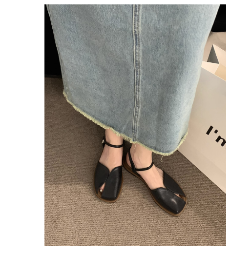 熱賣仙女風平底羅馬鞋（黑色/35-40碼）（下單後聯絡客服確認發貨尺碼）