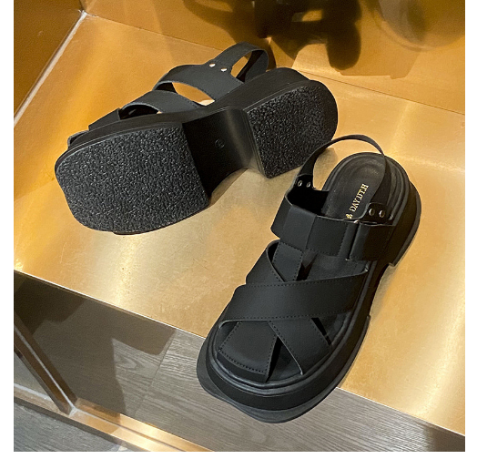 Hot Selling Velcro Thick Heel Thick Sole Sandals (Black/35-40 Sizes) (Contact customer service after placing the order to confirm the delivery size)