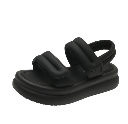 Hot selling open toe Velcro sandals (black/size 35-40) (contact customer service after placing order to confirm delivery size)