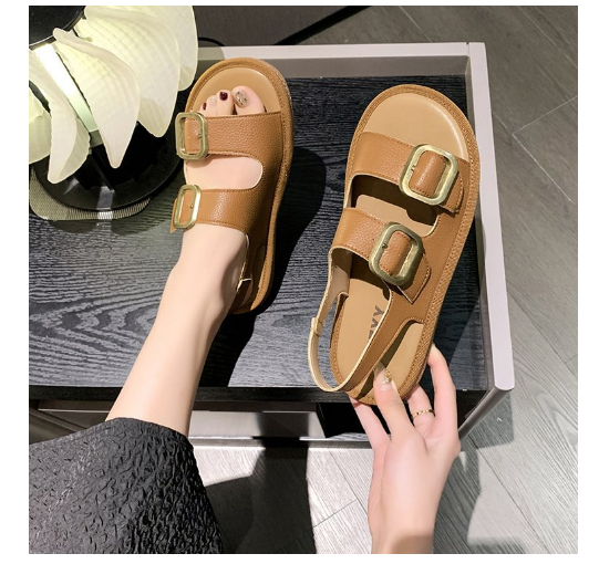 Hot selling Roman simple casual sandals (brown/size 35-40) (contact customer service after placing the order to confirm the delivery size)