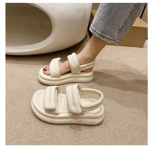 Hot selling open toe Velcro sandals (beige/size 35-40) (contact customer service after placing order to confirm delivery size)