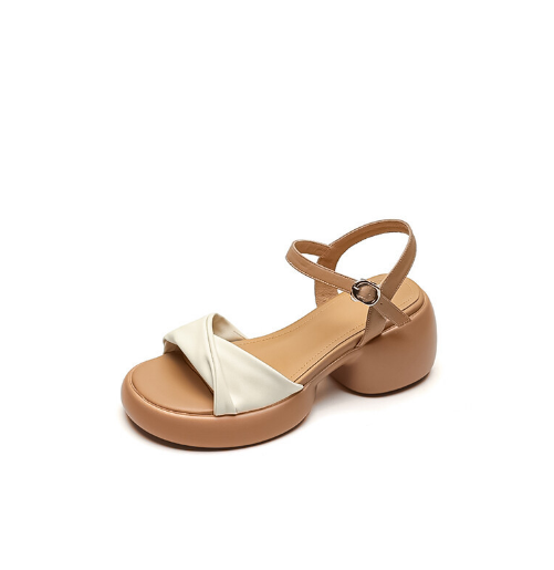 Hot selling thick-soled cross-strap color-blocked sandals (orange/size 35-40) (contact customer service after placing the order to confirm the delivery size)