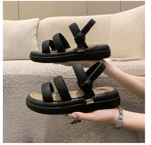 Hot selling wide open toe beach sandals (black/size 35-40) (contact customer service after placing order to confirm delivery size)