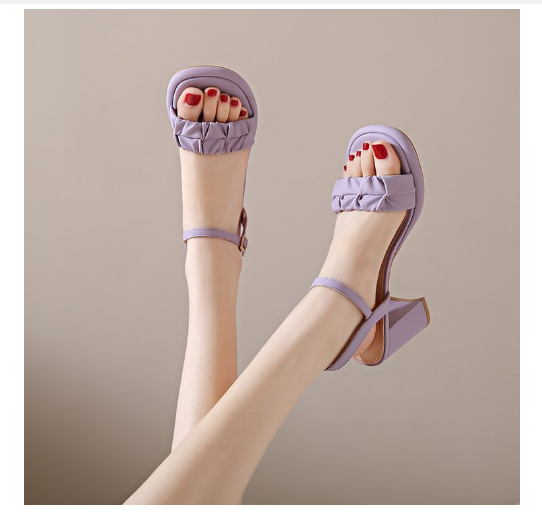 Hot selling candy color one-strap sweet sandals (6165 purple 5 cm/size 34-40) (contact customer service after placing the order to confirm the delivery size)