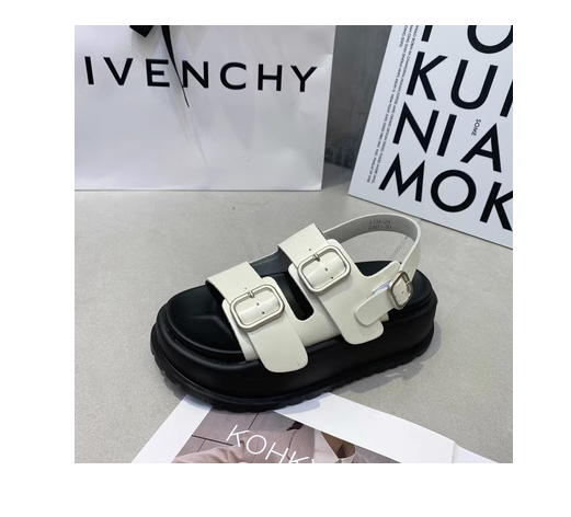 Hot selling belt buckle casual outdoor beach shoes (white/size 35-40) (contact customer service after placing the order to confirm the delivery size)