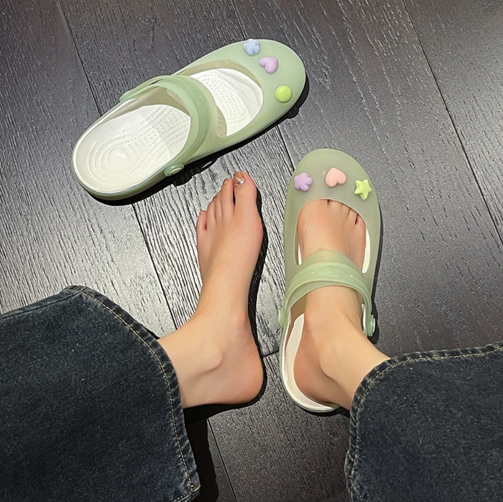Hot selling non-slip flat sandals (green - size: 35-40) (contact customer service after placing the order to confirm the delivery size)