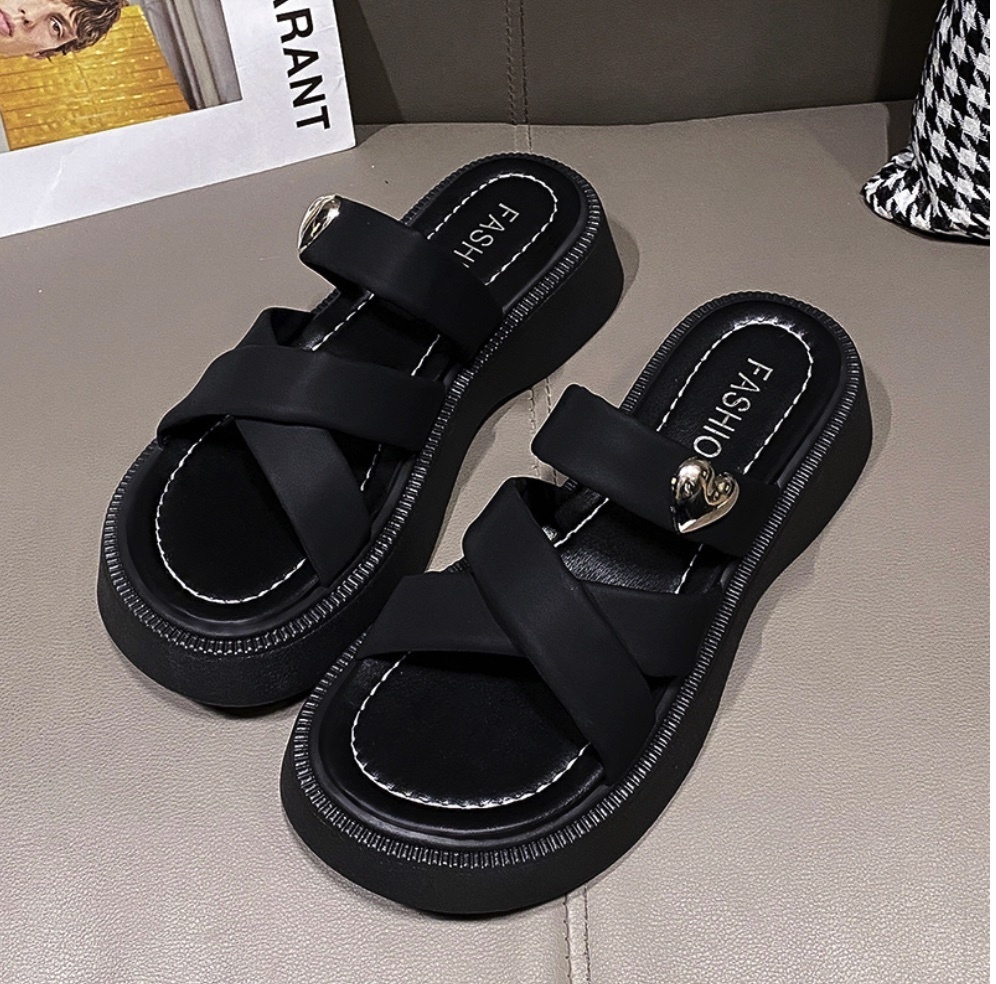 Hot selling versatile open toe sandals (black slippers - size: 35-40) (contact customer service after placing the order to confirm the delivery size)
