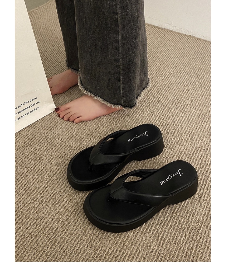 Hot selling thick-soled flip-flops (black - size: 35-40) (contact customer service after placing the order to confirm the delivery size)