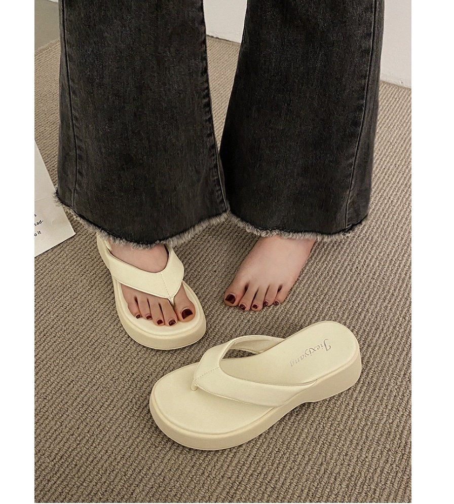 Hot selling thick-soled flip-flops (off-white - size: 35-40) (contact customer service after placing the order to confirm the delivery size)