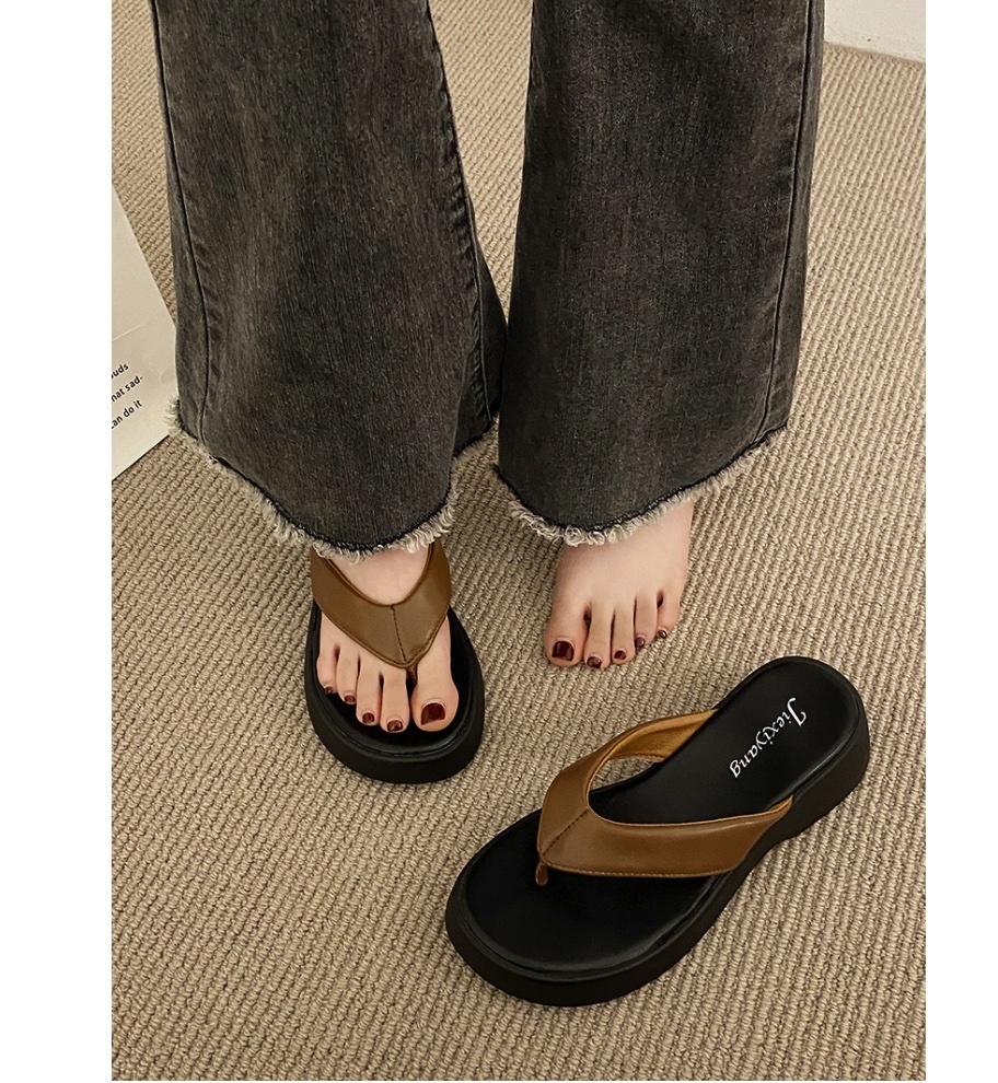 Hot selling thick-soled flip-flops (coffee color - size: 35-40) (contact customer service after placing the order to confirm the delivery size)