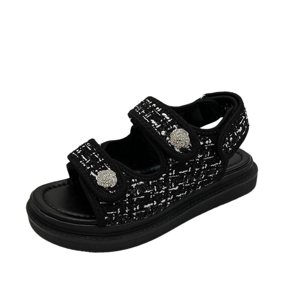 Hot selling small fragrant slippers (black sandals - size: 35-40) (contact customer service after placing the order to confirm the delivery size)