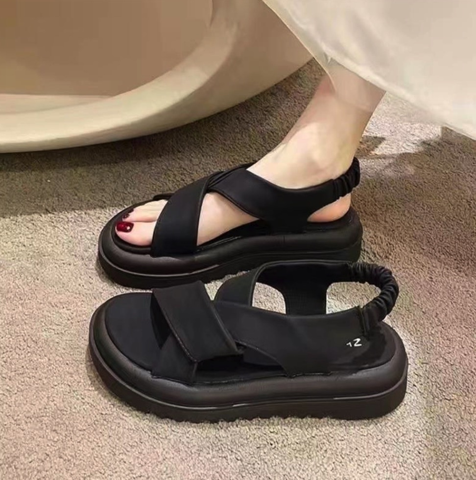 Hot selling soft-soled slippers for women (black sandals - size: 35-40) (contact customer service after placing the order to confirm the delivery size)