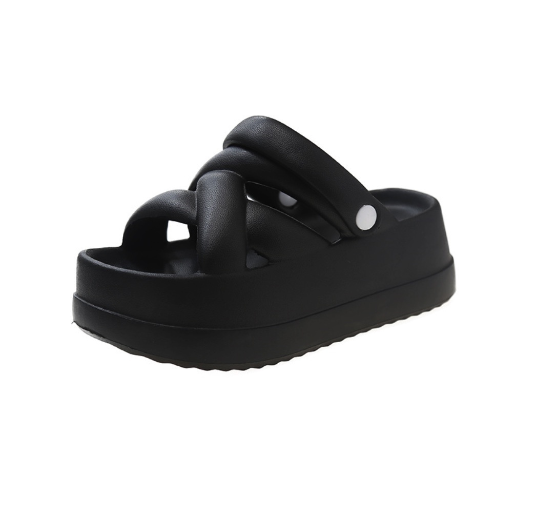 Hot selling thick-soled heightening sandals (black sandals - size: 36-41) (contact customer service after placing the order to confirm the delivery size)