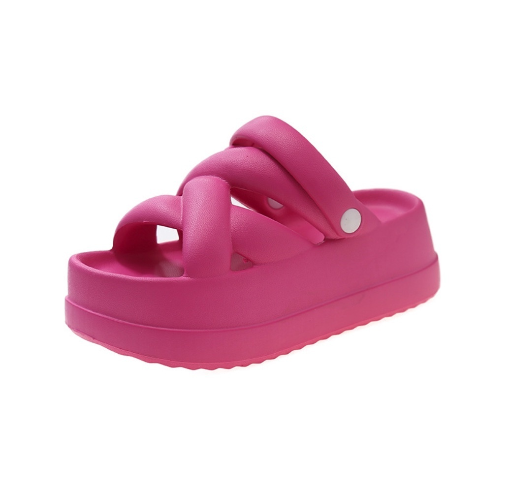 Hot selling thick-soled heightening sandals (rose red sandals - size: 36-41) (contact customer service after placing the order to confirm the delivery size)