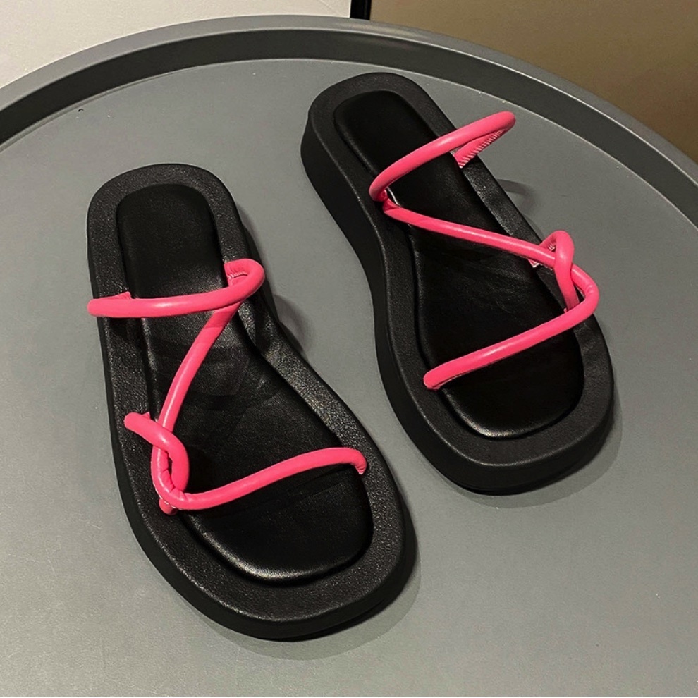 Hot selling versatile strappy open-toe slippers (pink - size: 35-40) (contact customer service after placing the order to confirm the delivery size)