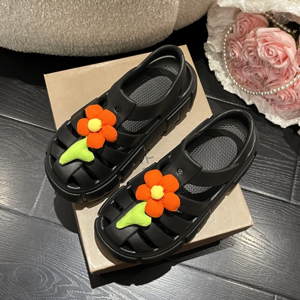 Hot selling non-slip and wear-resistant clogs for outer wear (black - size: 35-40) (contact customer service after placing the order to confirm the delivery size)