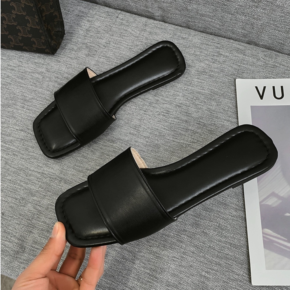 Hot selling flat slippers (black - size: 36-42) (contact customer service after placing the order to confirm the delivery size)