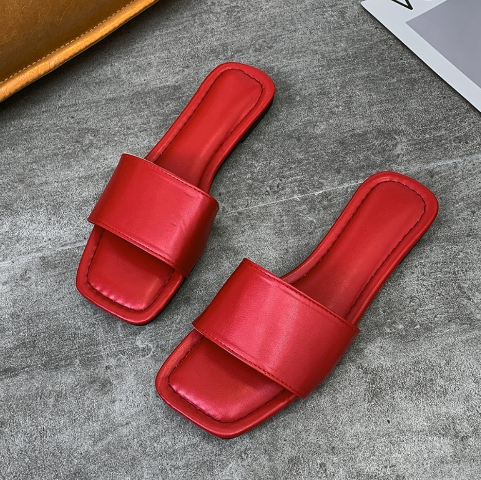 Hot selling flat slippers (red - size: 36-42) (contact customer service after placing the order to confirm the delivery size)