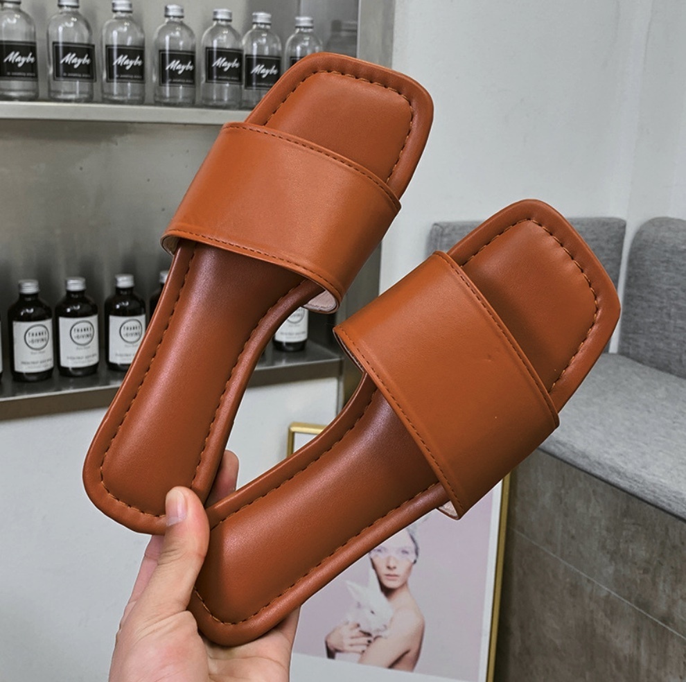 Hot selling flat slippers (brown - size: 36-42) (contact customer service after placing the order to confirm the delivery size)