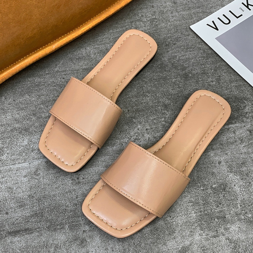 Hot selling flat slippers (khaki - size: 36-42) (contact customer service after placing the order to confirm the delivery size)
