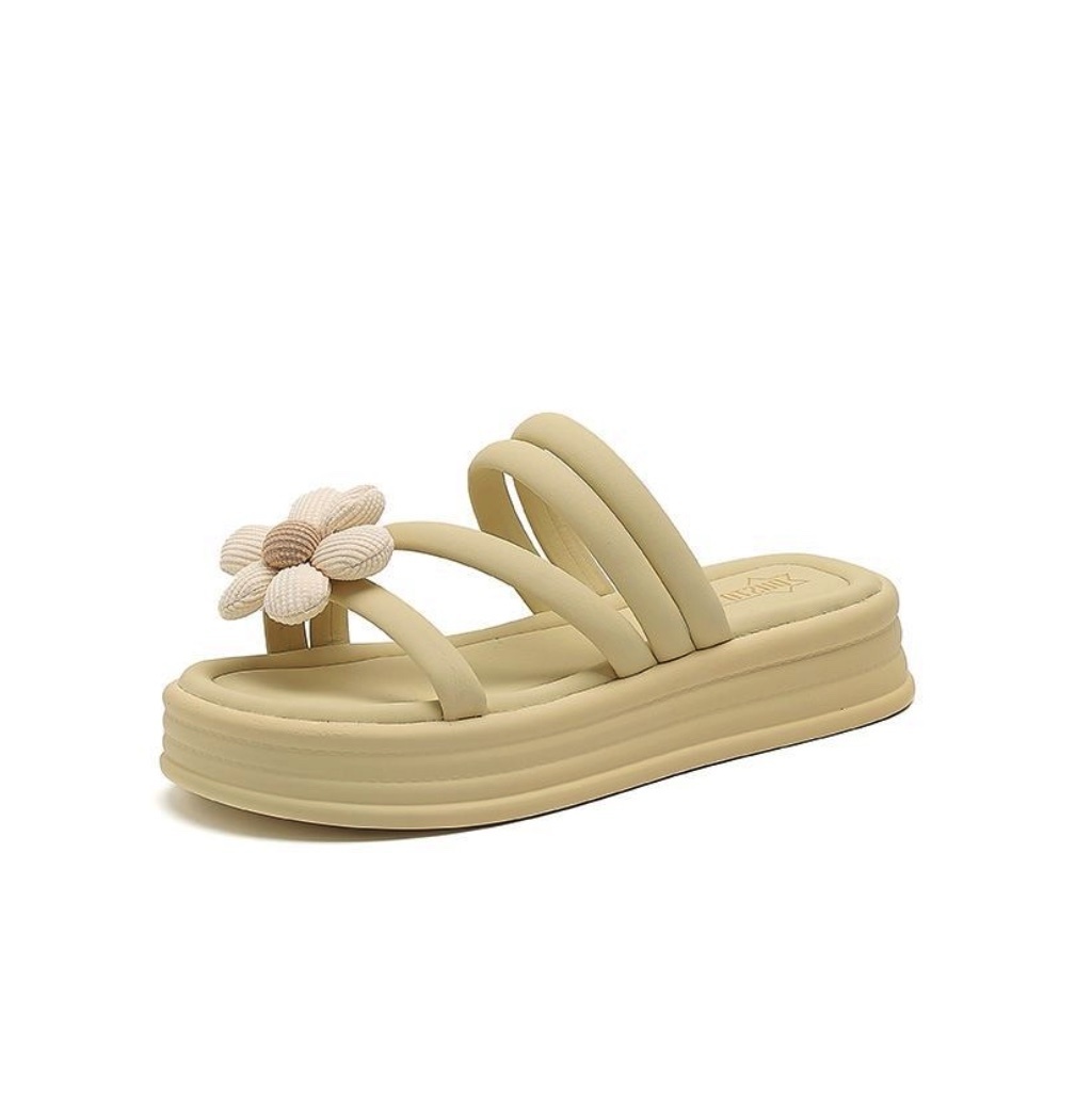 Hot selling fashionable and versatile thick-soled forest sandals (light yellow - size: 35-40) (contact customer service after placing the order to confirm the delivery size)