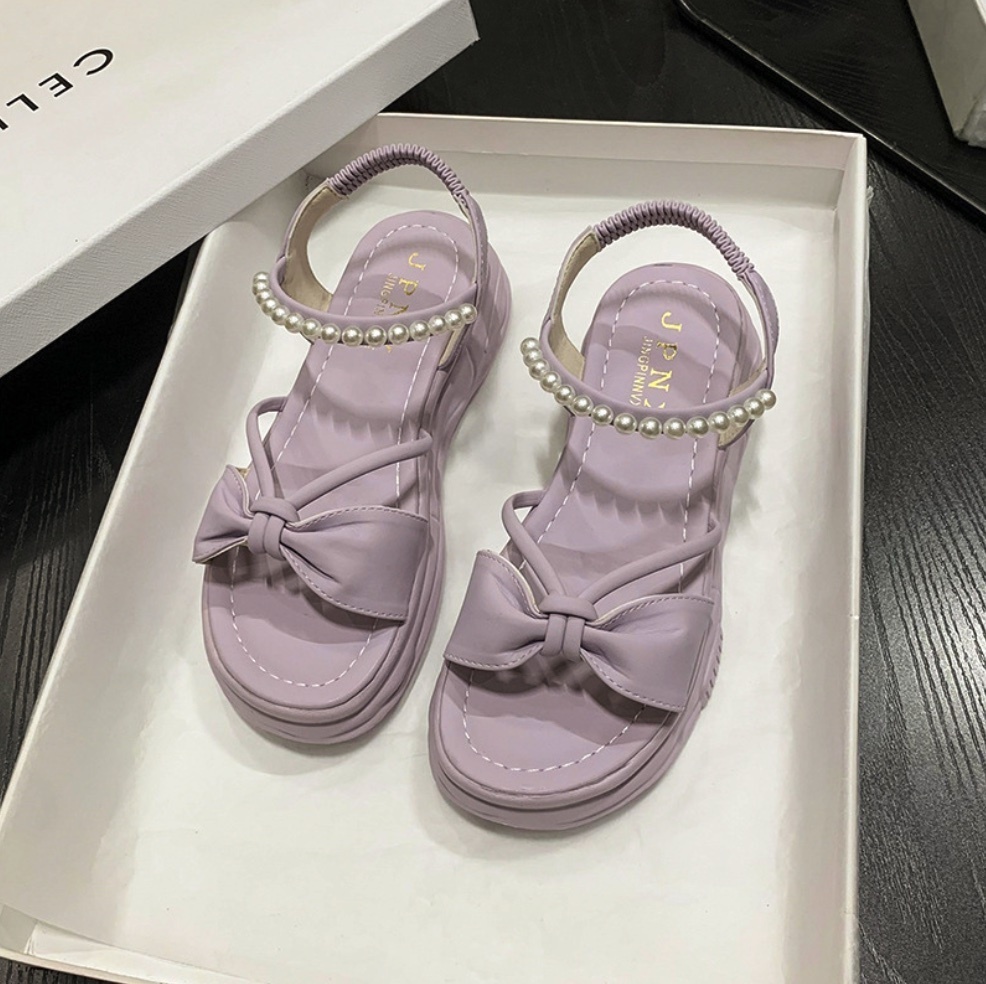 Hot selling super soft and versatile elastic band sandals (purple - size: 35-40) (contact customer service after placing the order to confirm the delivery size)