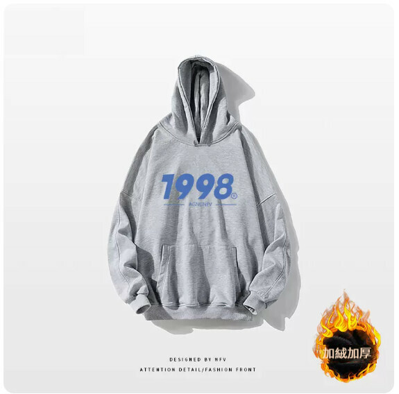 熱推連帽衛衣【M-3XL】【淺灰色-加絨加厚】(下單後聯絡客服確認發貨尺碼) 